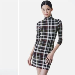 ALICE + OLIVIA - DELORA TURTLENECK MINI DRESS - FREEDOM PLAID BLACK
